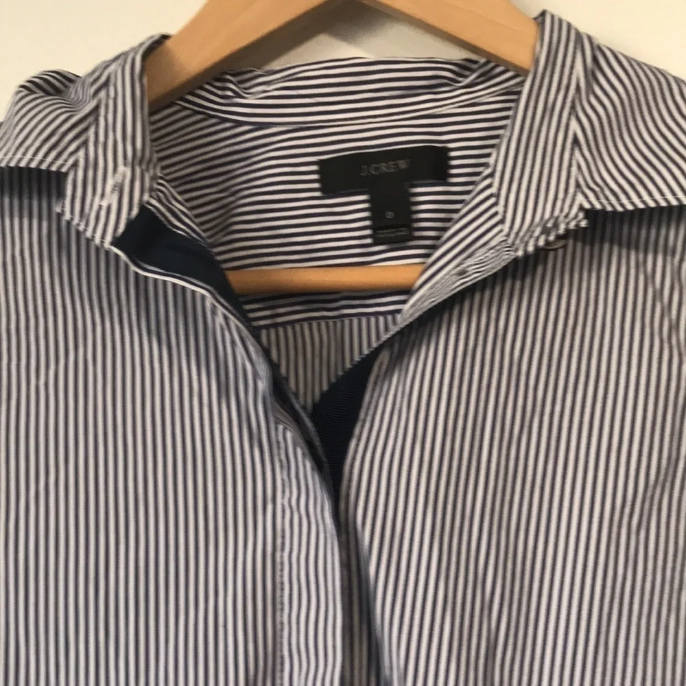 J. Crew Endless shirt blue stripe tunic top button front size 0 or small - Picture 4 of 12